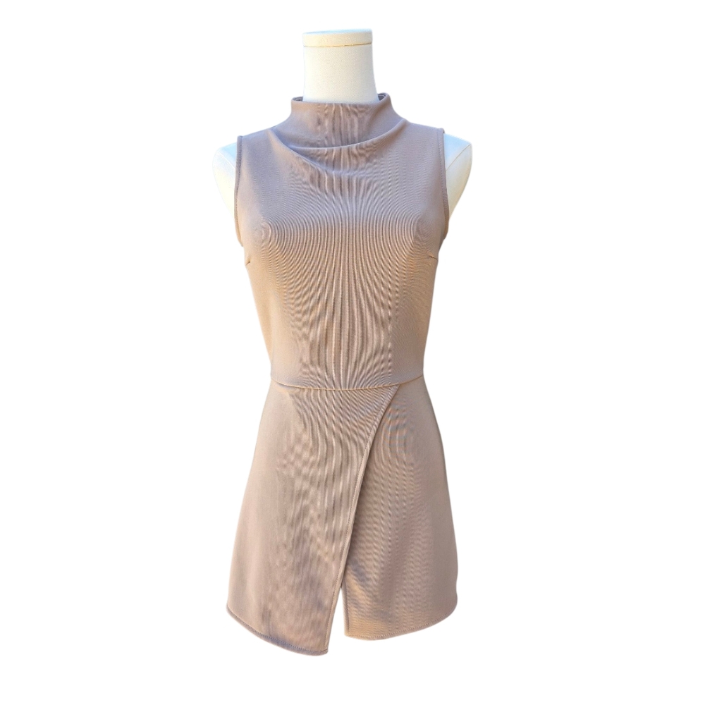 Blanc Tan Sleeveless Open Back Mini Romper